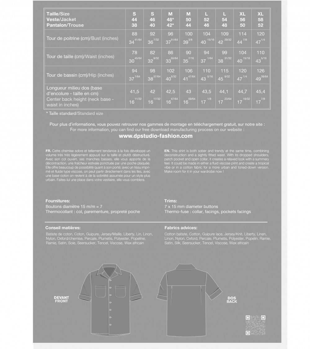 Le 1600 Chemise manche courte, col ouvert