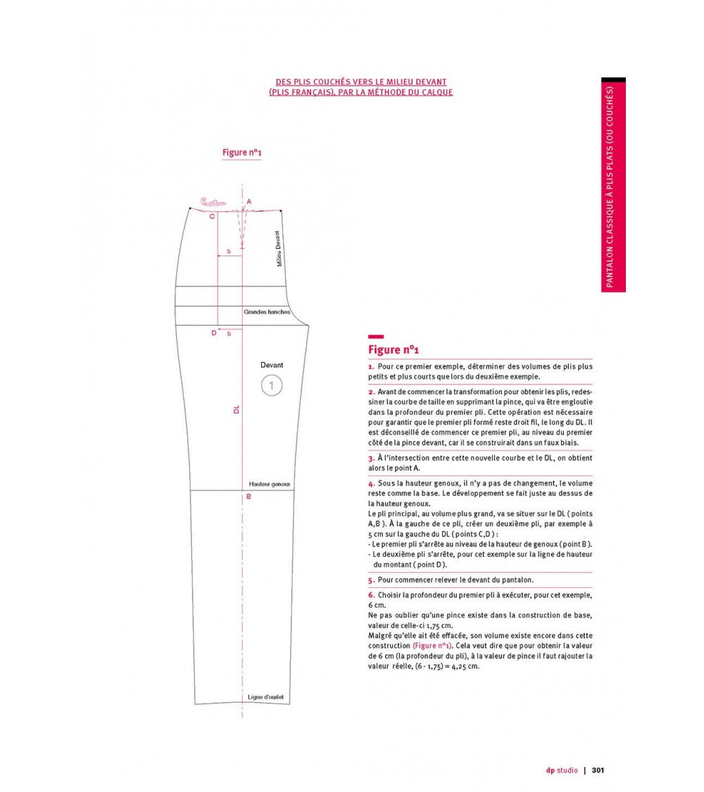 Pantalon classique à plis plats (ou couchés)