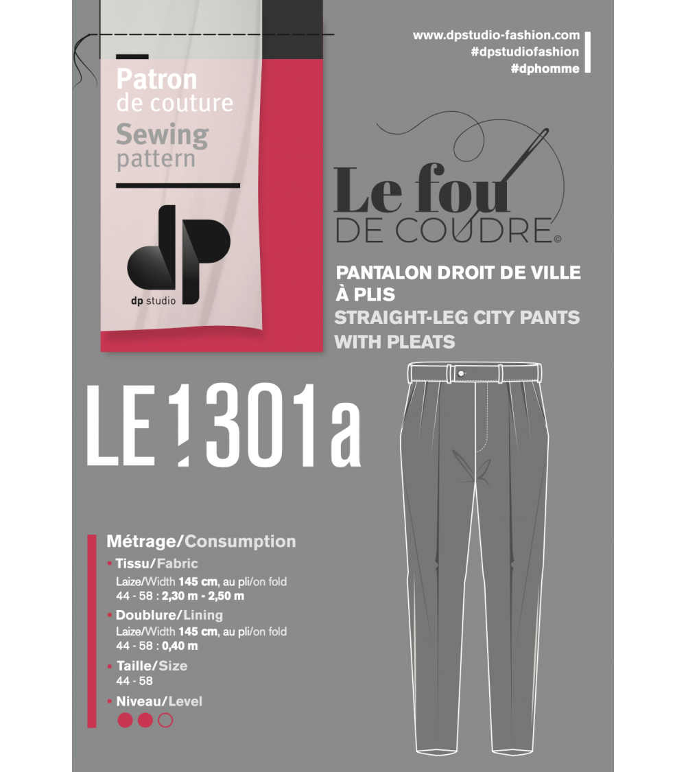Le 1301 Pantalon droit de ville à plis couchés