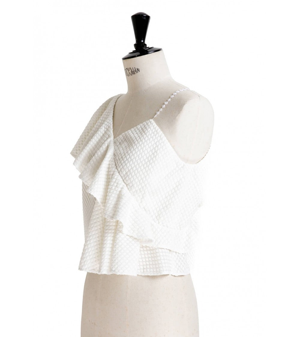 Top/robe à volant en asymétrie