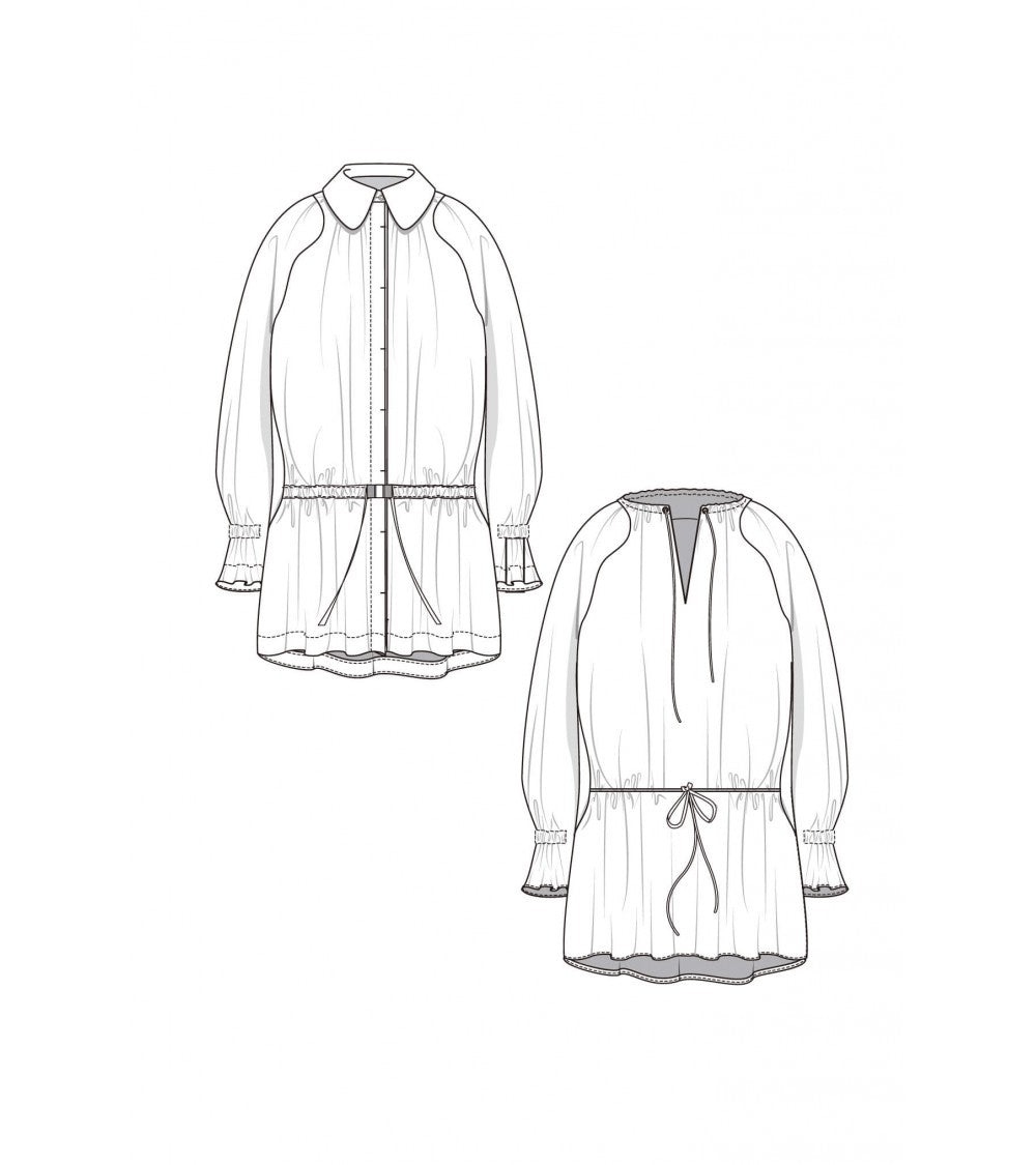 Parka manches effet raglan, ceinturée