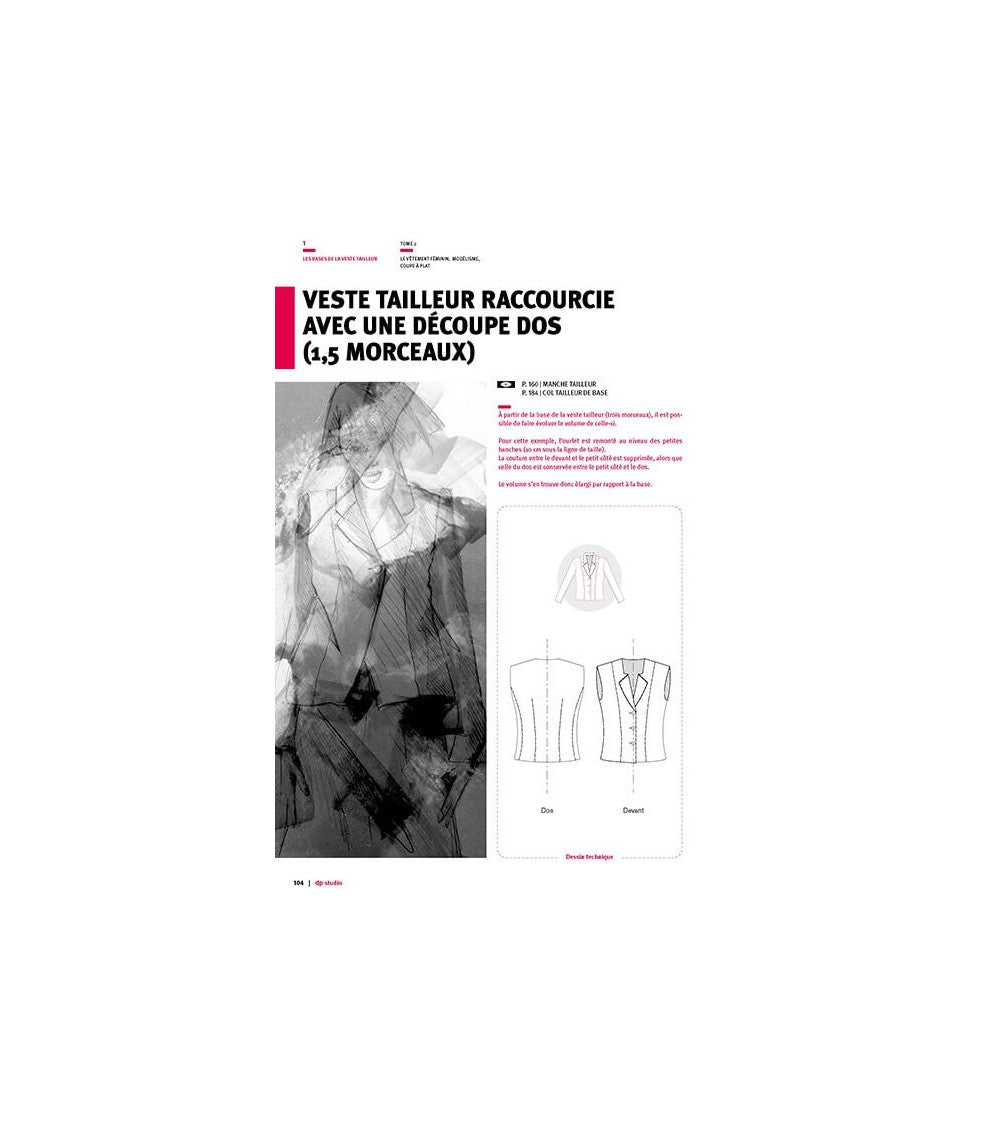 Veste tailleur raccourcie avec une découpe dos (1,5 morceaux)