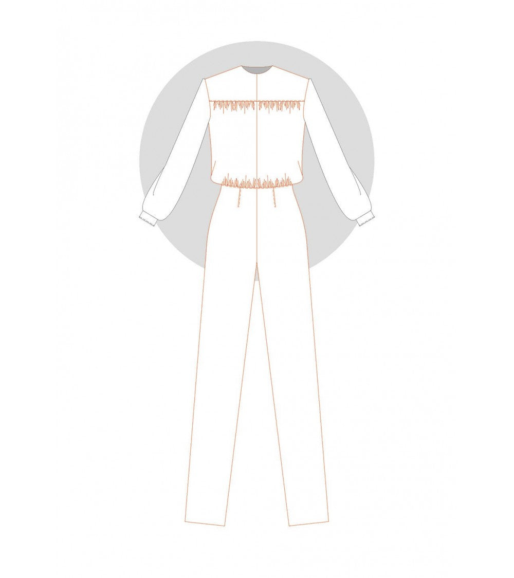 Combinaison pantalon coupée à la taille avec corsage blousant