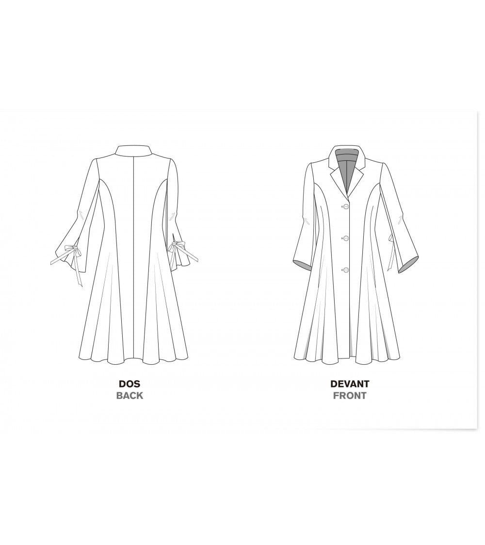 Le 102 Veste longue évasée à découpes princesses