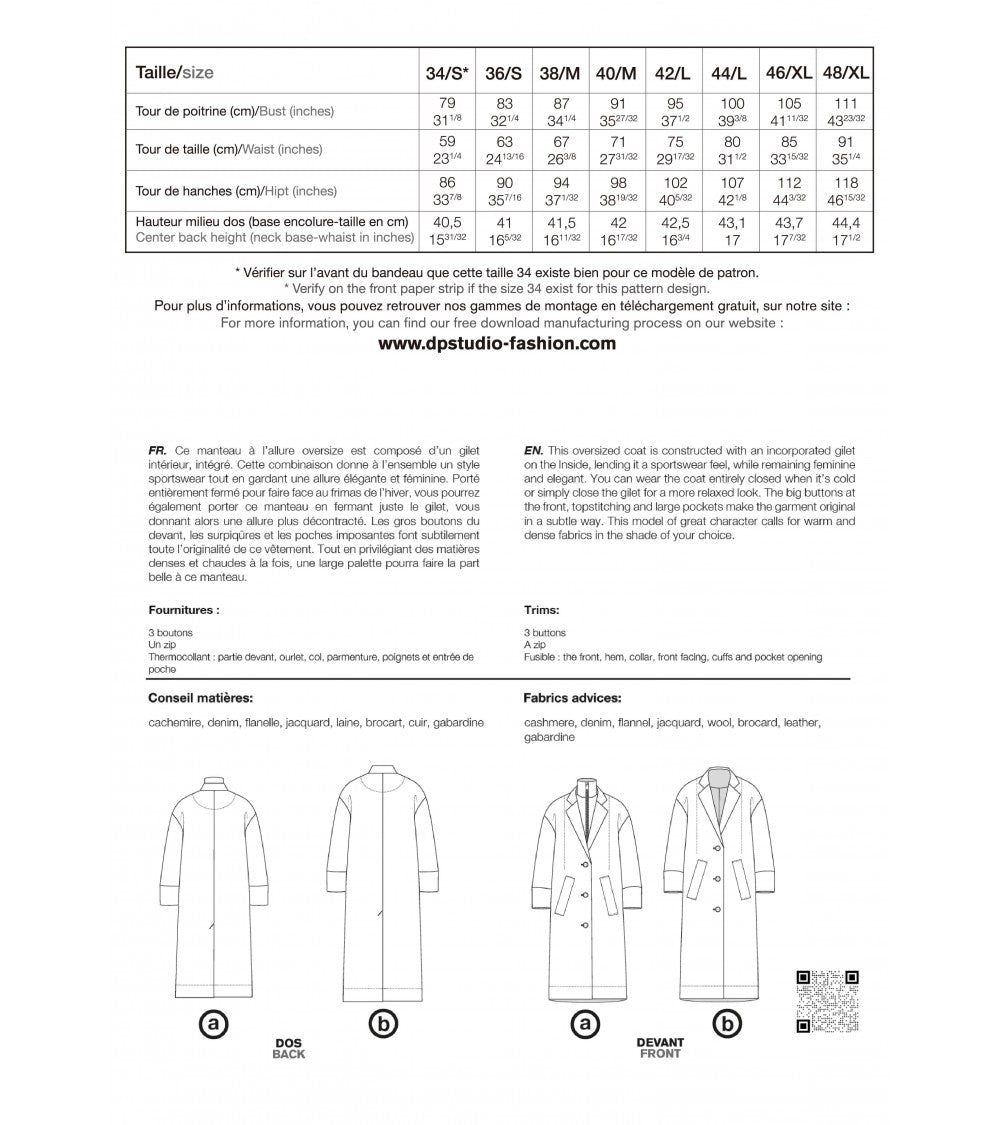 le 809a et b - Manteau gilet intégré