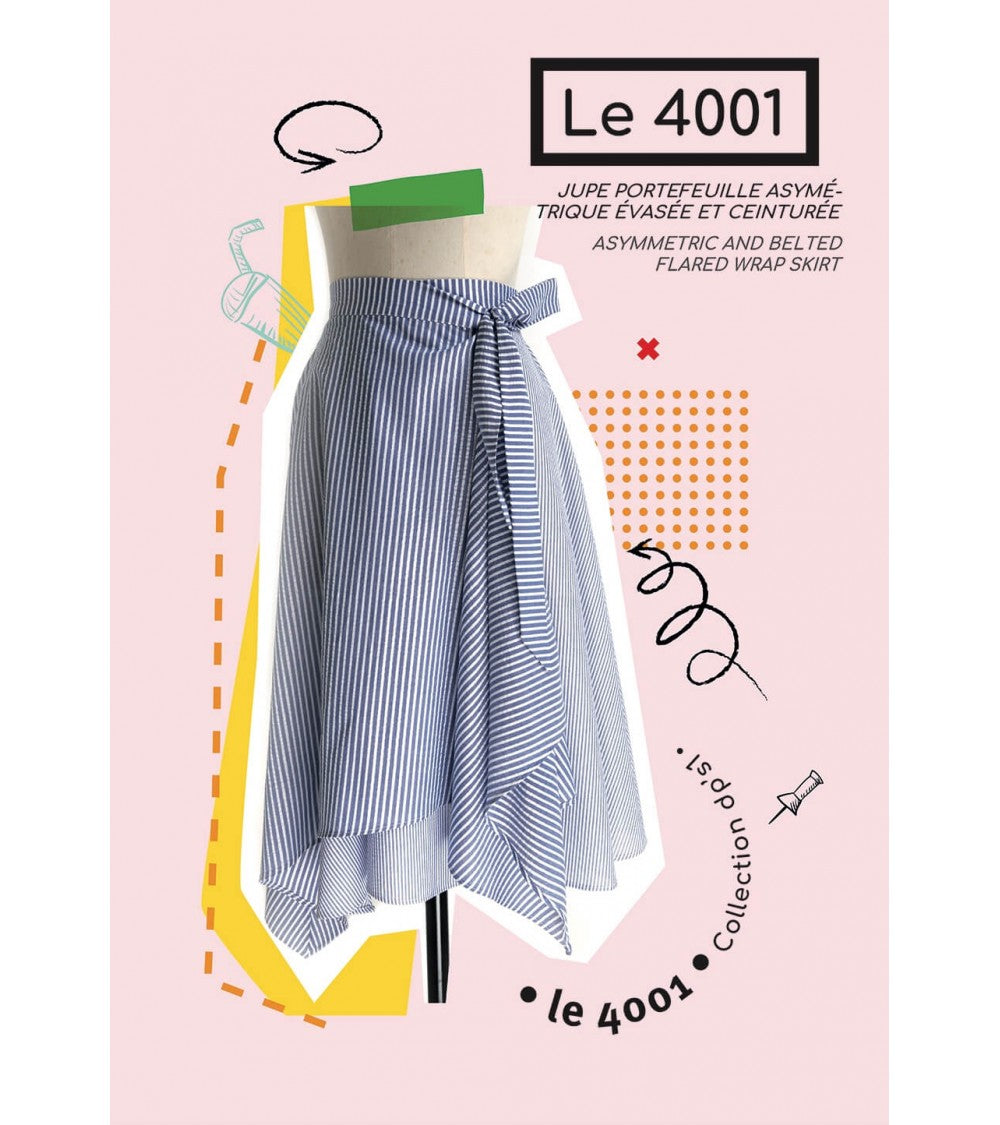 Jupe portefeuille asymétrique évasée et ceinturée