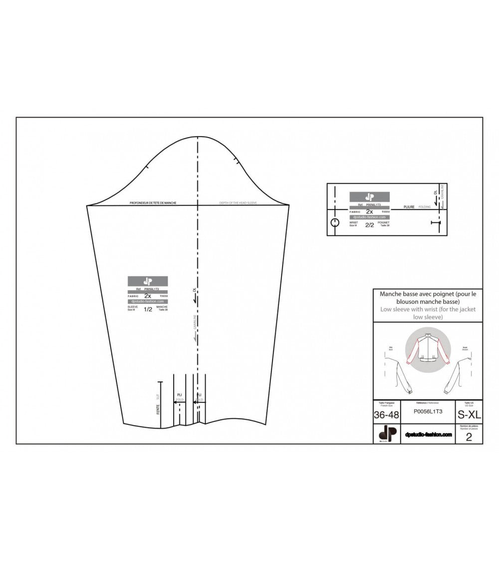 Manche basse ( pour blouson manche basse )