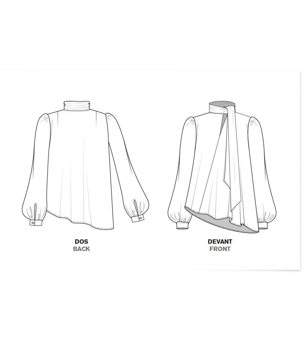 Le 608 Léa Blouse à col noué soie beige poils