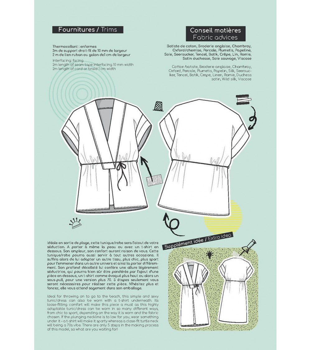 Tunique/robe manches basses et profond décolleté