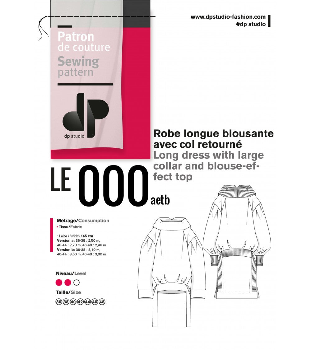 Le 000a et b - Robe longue blousante avec col retourné