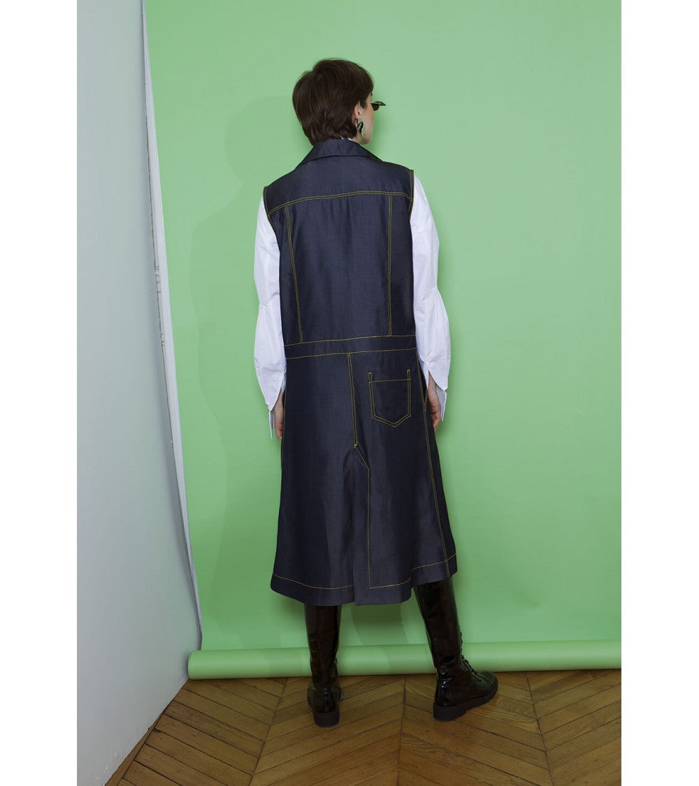 Blouson/gilet effet jean, à découpes et sans manche