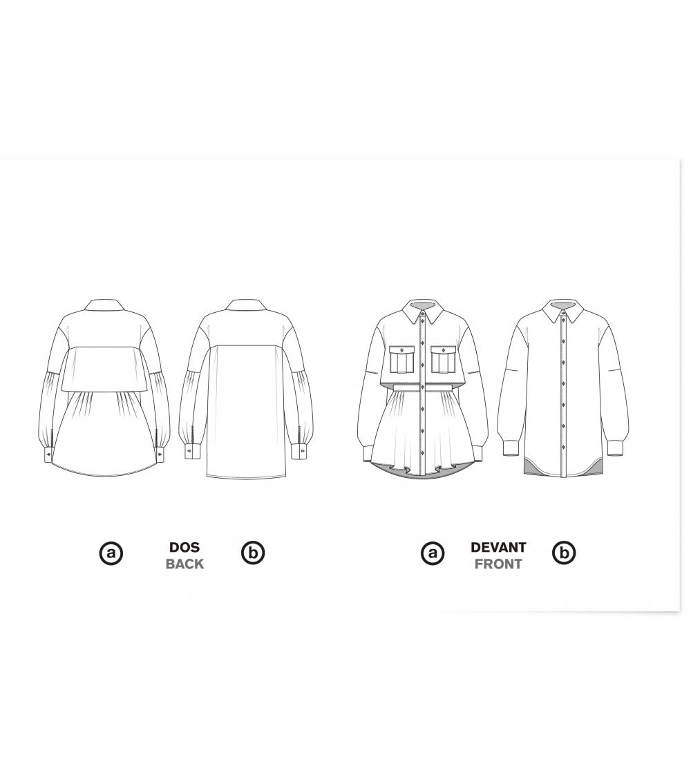 Robe/chemise ample et déstructurée, en deux parties