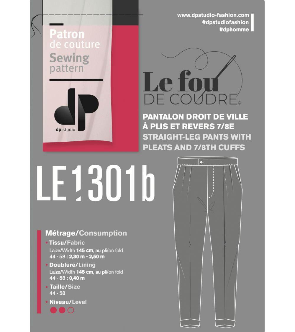 Le 1301 Pantalon droit de ville à plis couchés