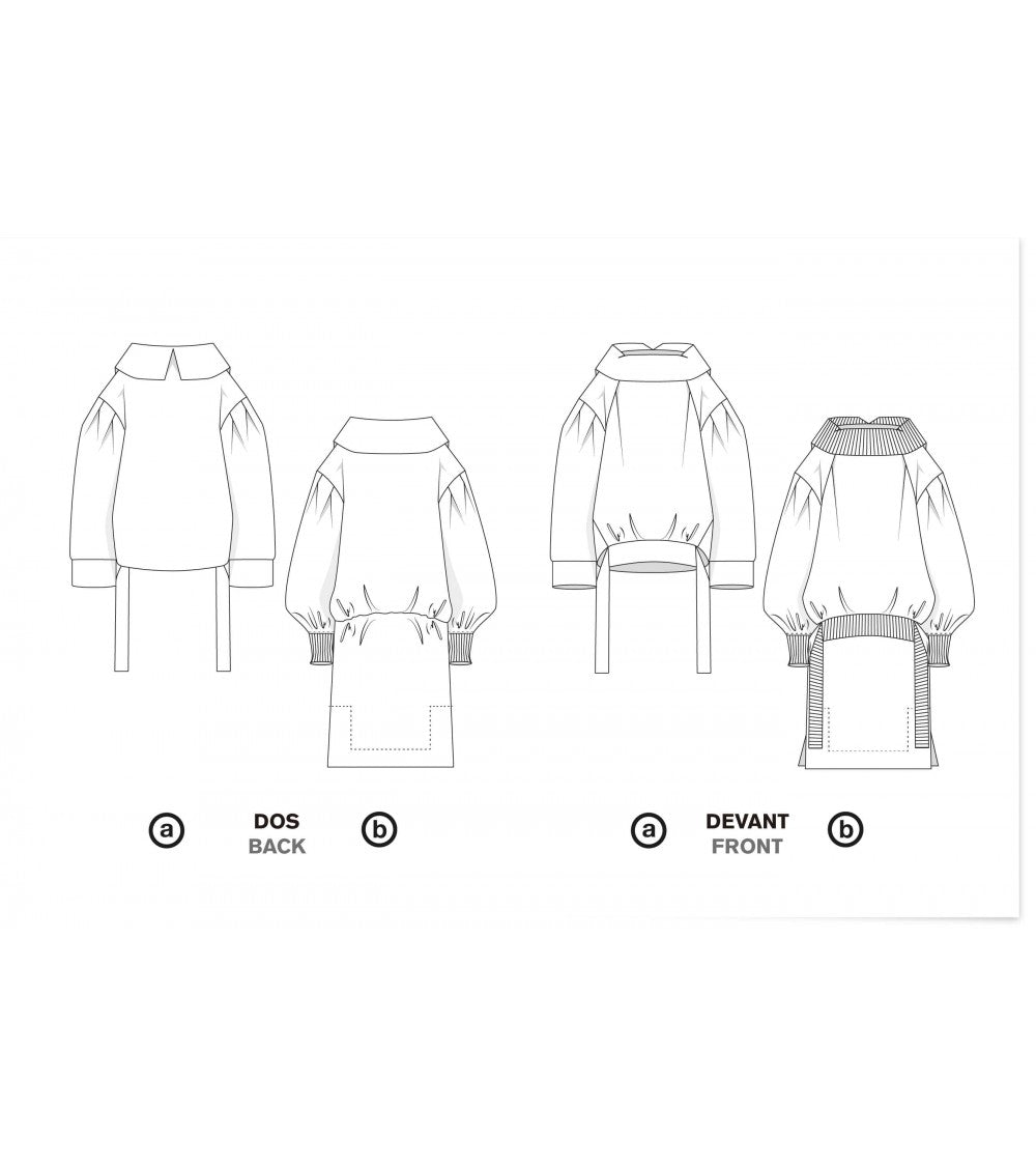 Le 000a et b - Robe longue blousante avec col retourné