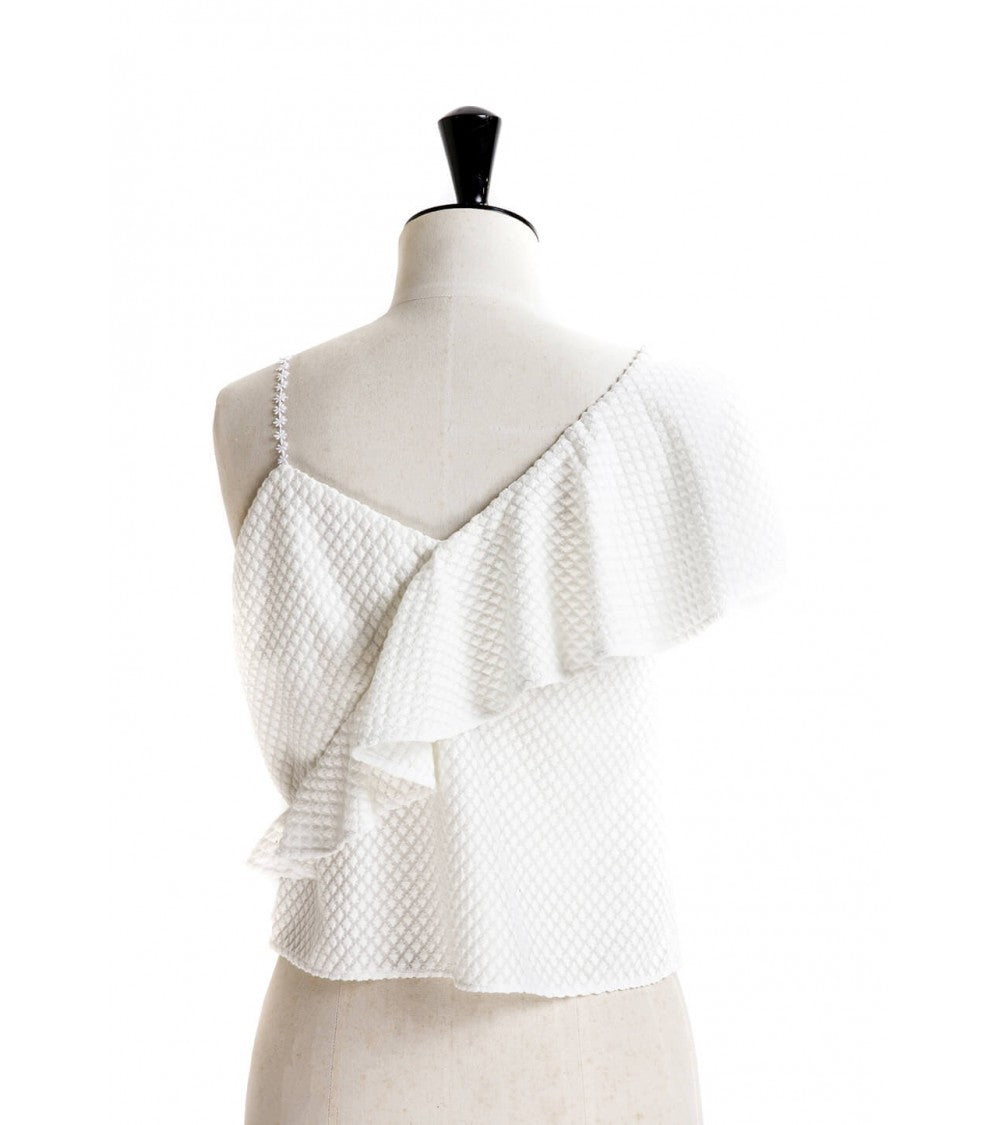 Top/robe à volant en asymétrie