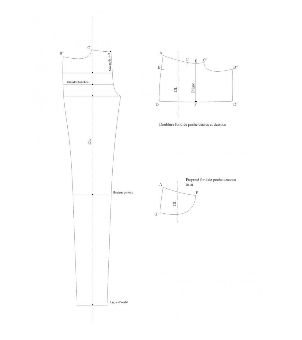 Poche façon jean « quart de rond » sur le pantalon
