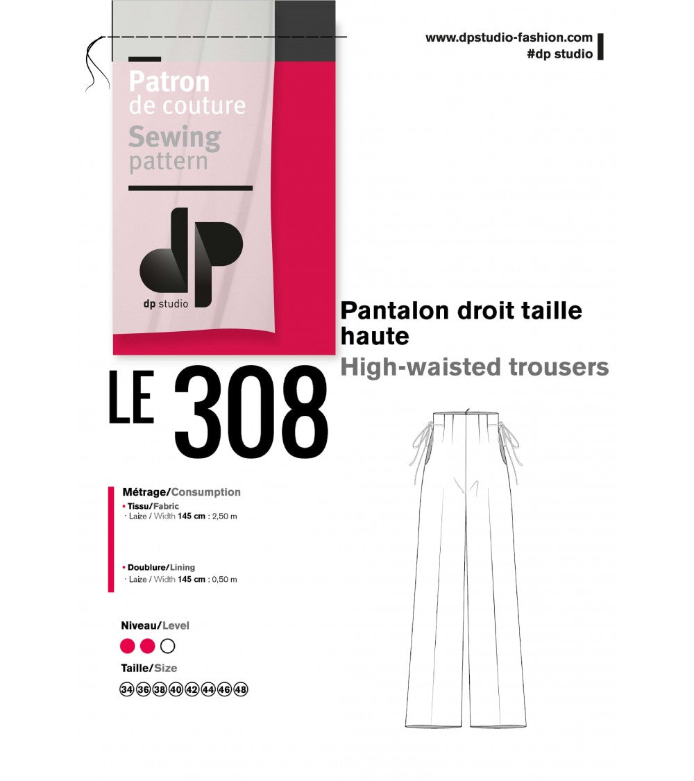Le 308 Théo - Pantalon droit taille haute chocolat