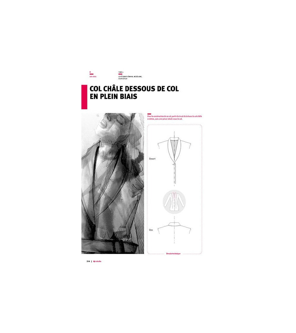 Col châle dessous de col en plein biais