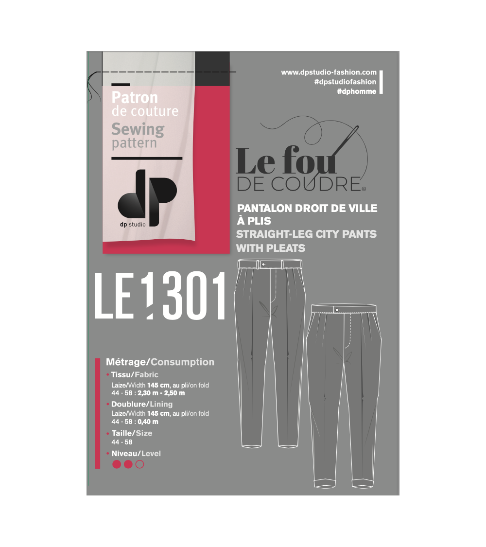 Le 1301 Pantalon droit de ville à plis couchés