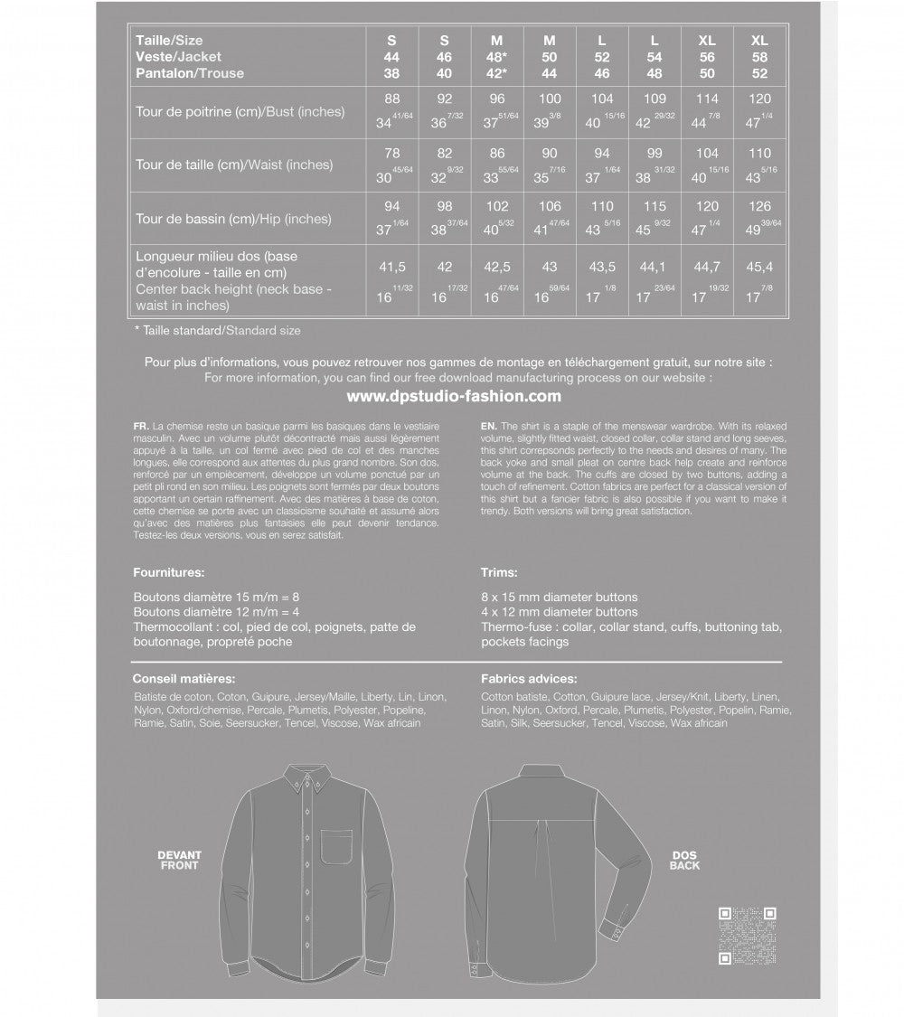 Le 1601 Chemise col et pied de col