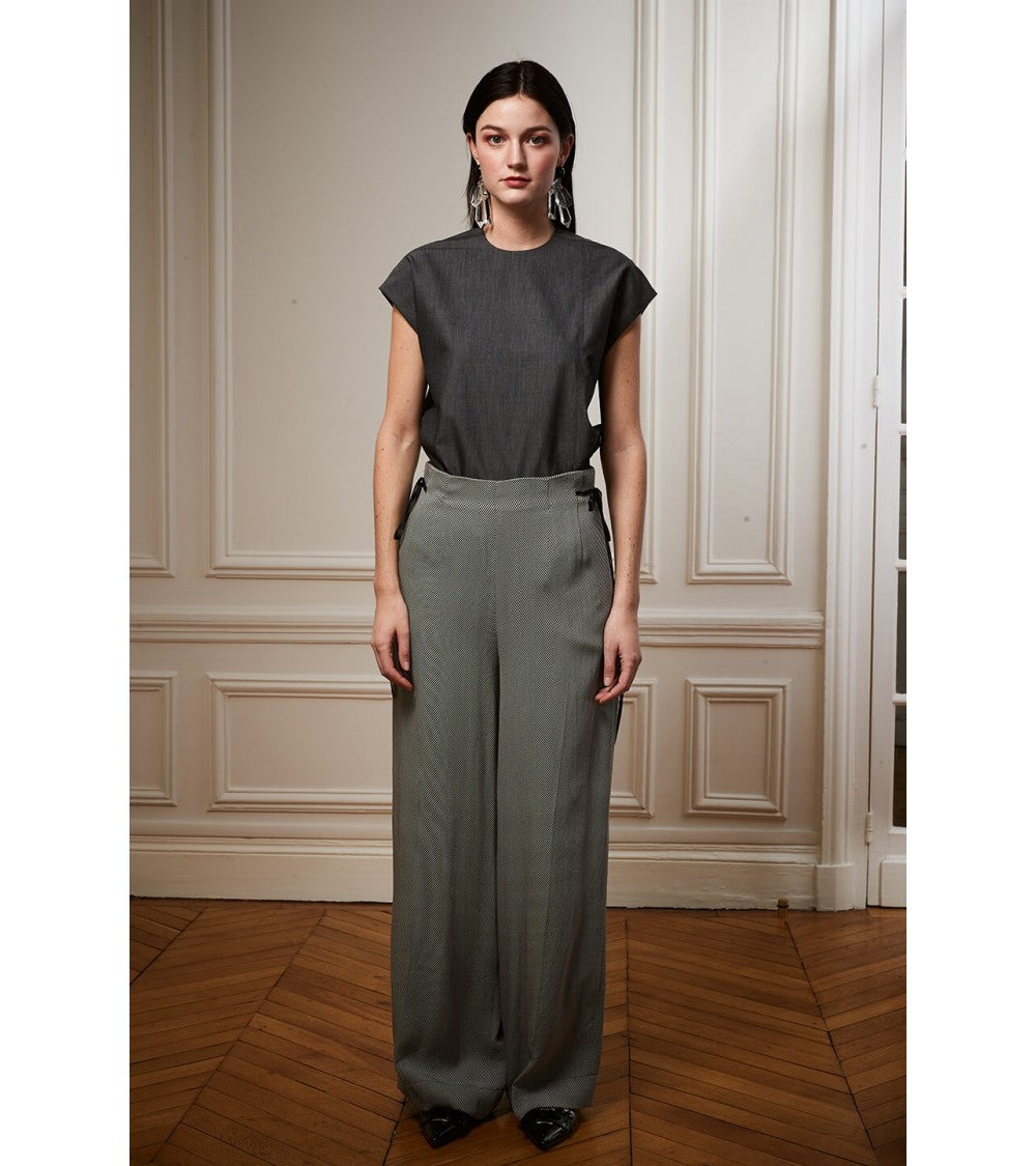Le 308 Théo - Pantalon droit taille haute chocolat