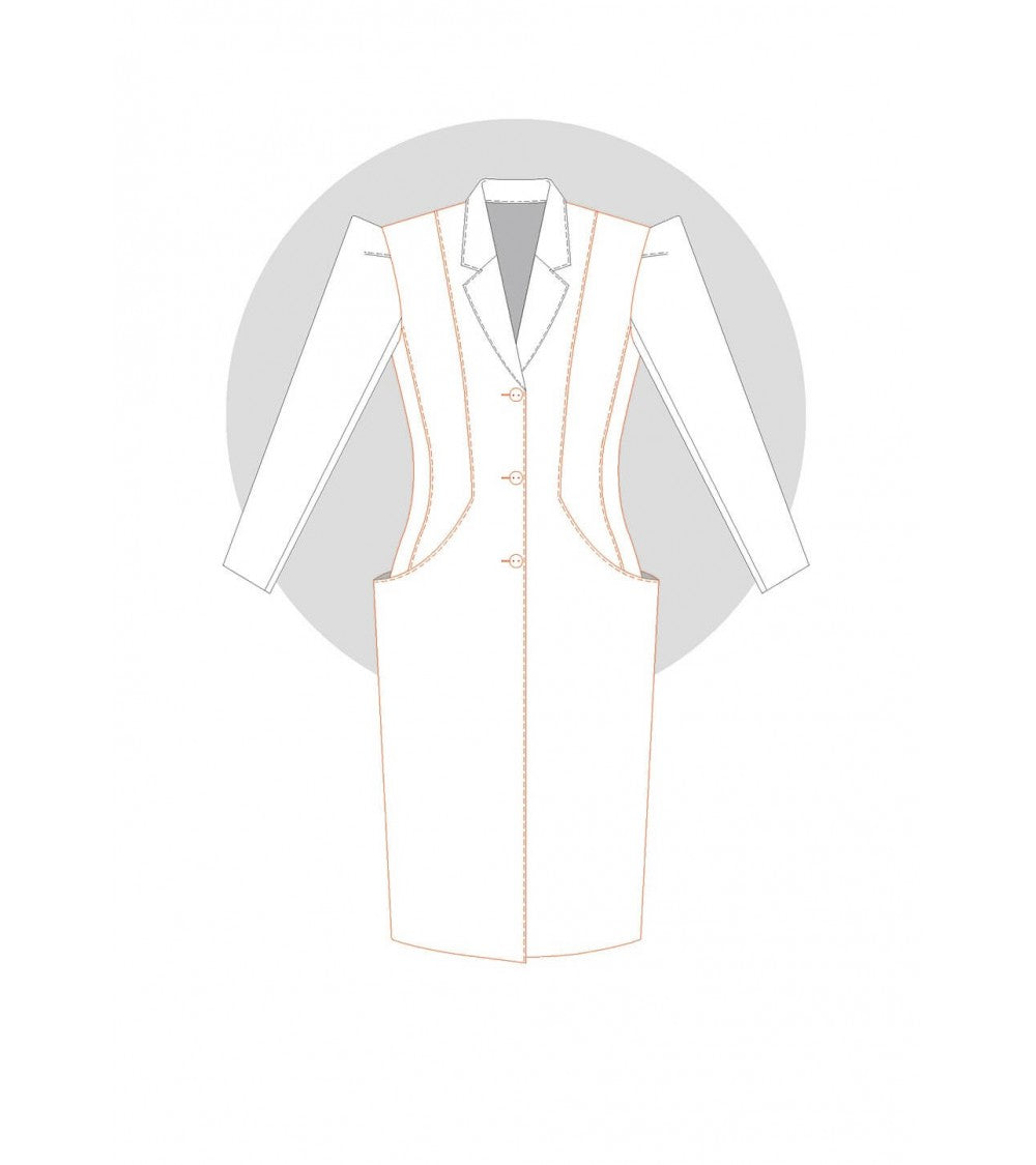 Manteau entravé à trois morceaux et poche décollée