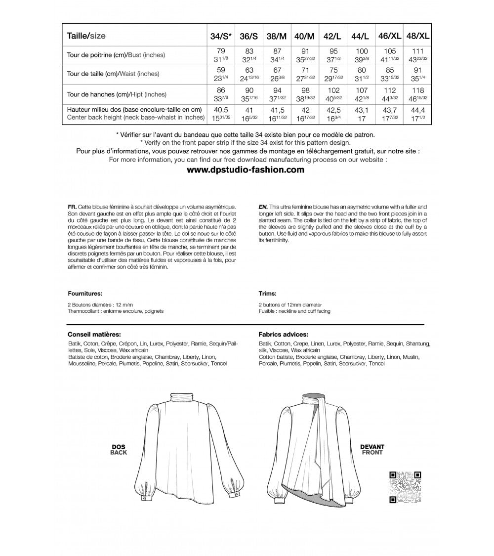 Le 608 Léa Blouse à col noué soie beige poils