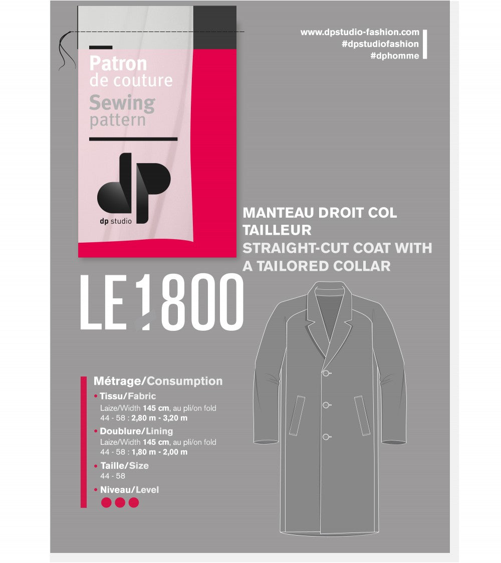 Le 1800 Manteau droit col tailleur