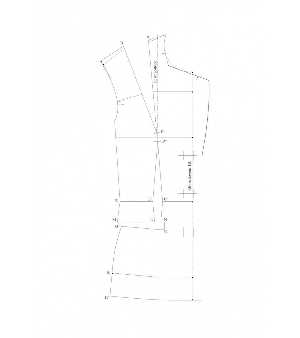 Passage de pince dans une découpe de poche sans découpe bretelle (veste tailleur de base)