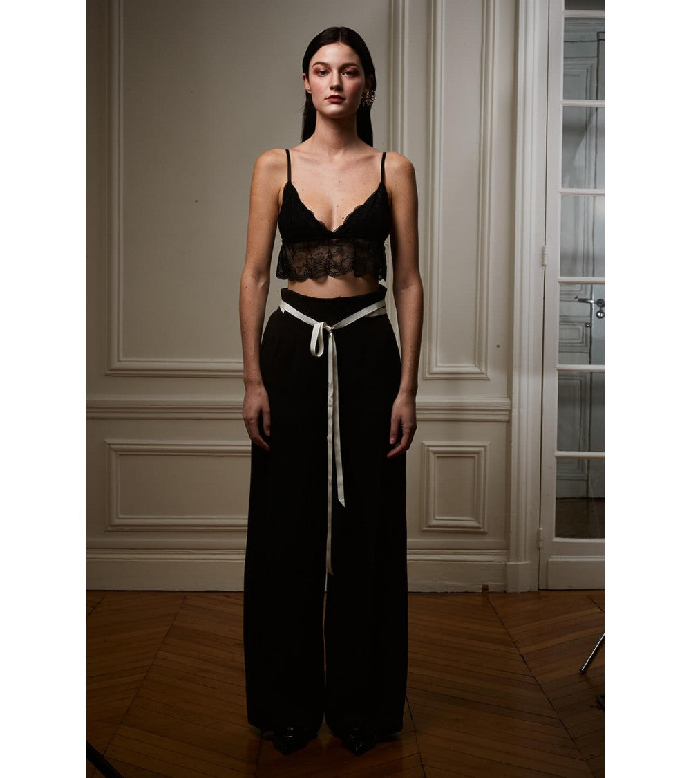 Le 308 Théo - Pantalon droit taille haute chocolat