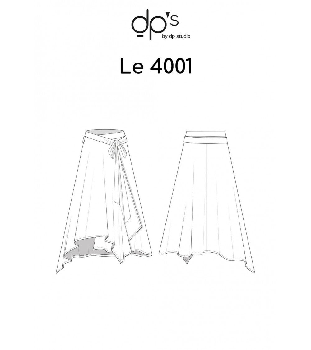 Jupe portefeuille asymétrique évasée et ceinturée