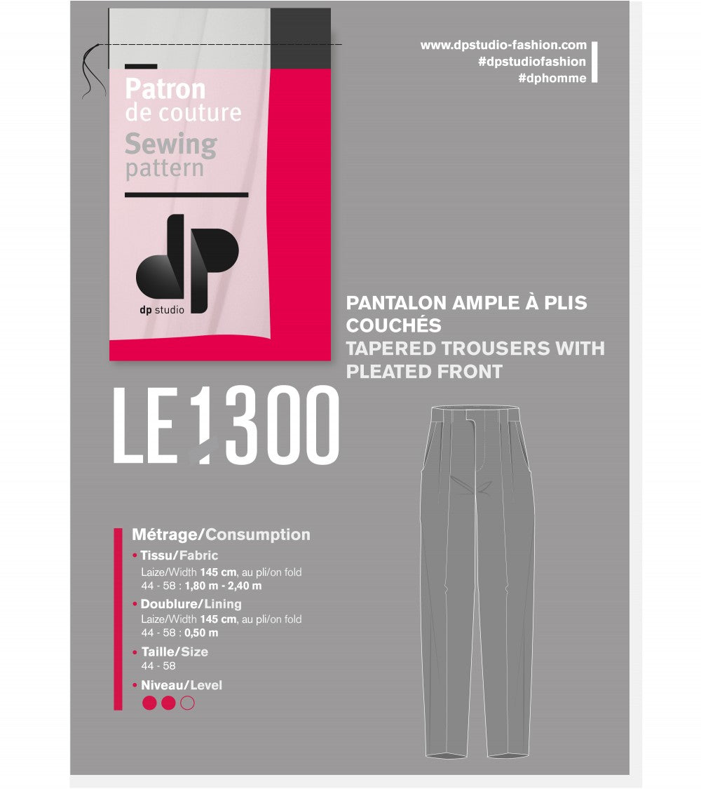 Le 1300 Pantalon ample à plis couchés