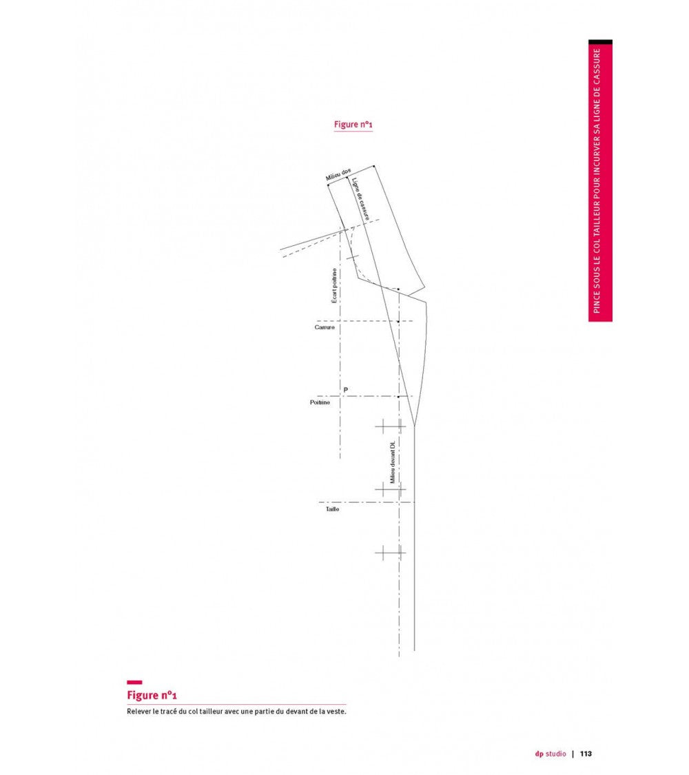 Pince sous le col tailleur pour incurver sa ligne de cassure