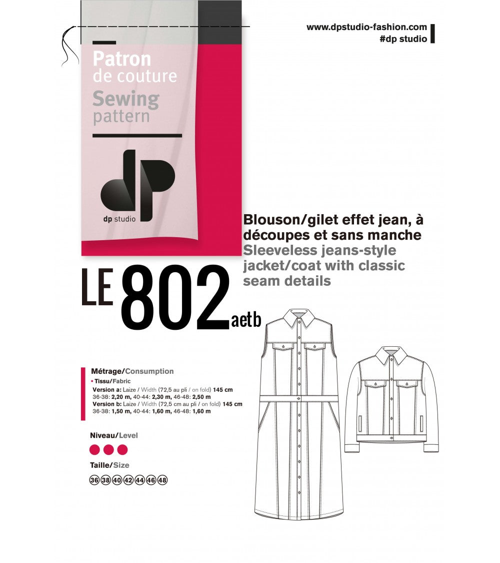 Blouson/gilet effet jean, à découpes et sans manche