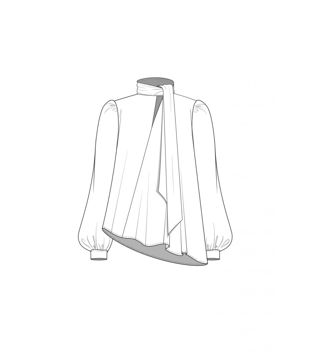 Le 608 Léa Blouse à col noué soie beige poils