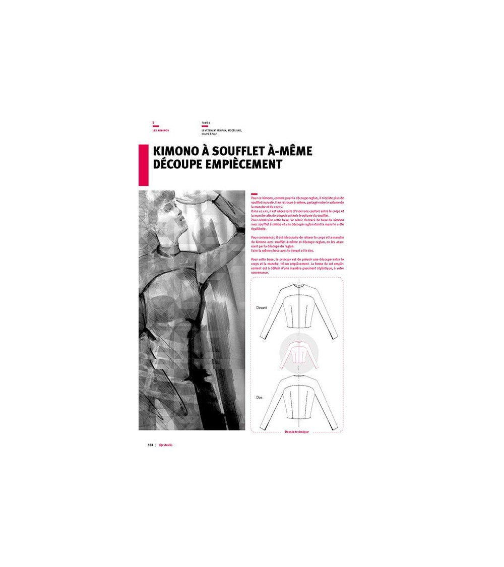 Kimono à soufflet à-même découpe empiècement