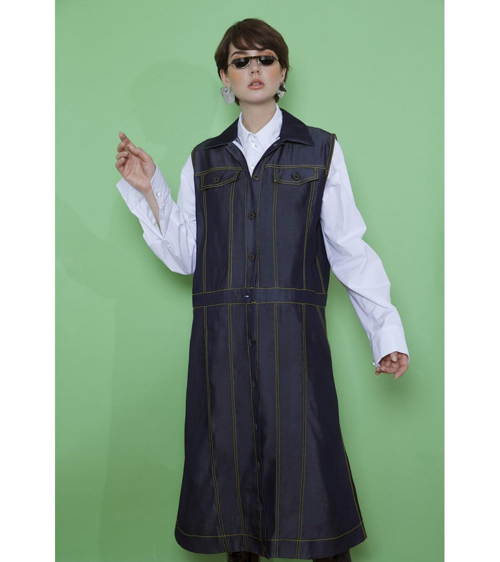 Blouson/gilet effet jean, à découpes et sans manche