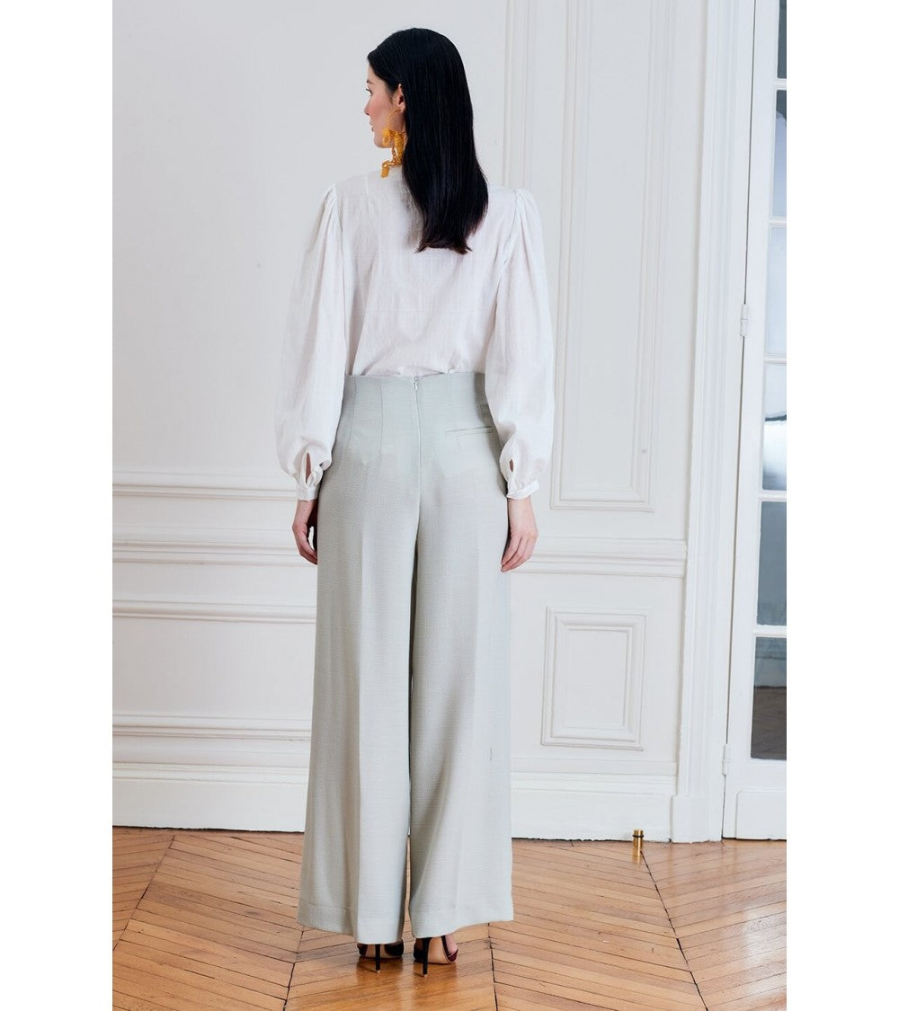 Le 308 Théo - Pantalon droit taille haute chocolat