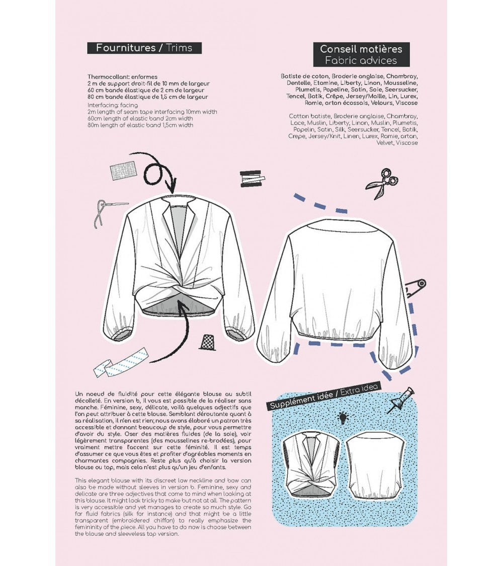 Blouse nouée avec ou sans manche