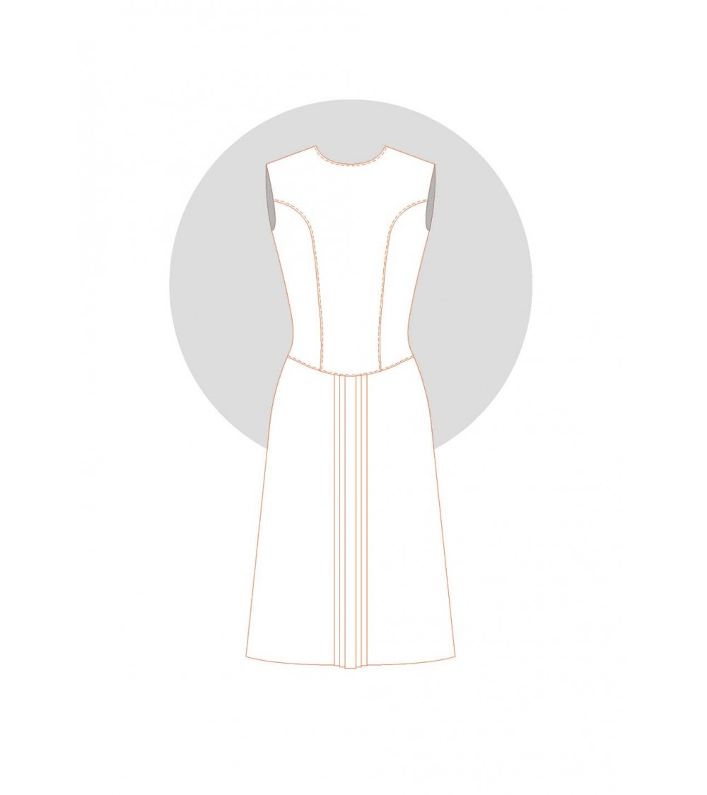 Robe coupée à la taille découpe princesse encolure dégagée dos