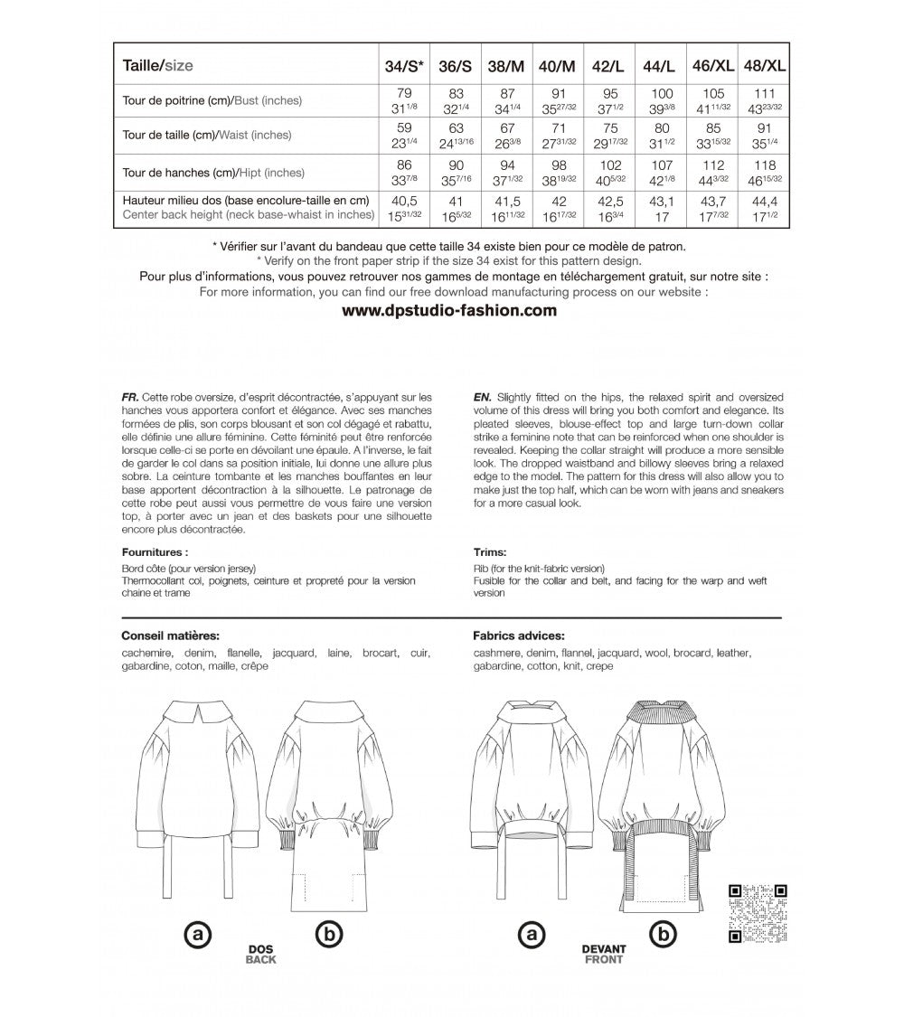 Le 000a et b - Robe longue blousante avec col retourné