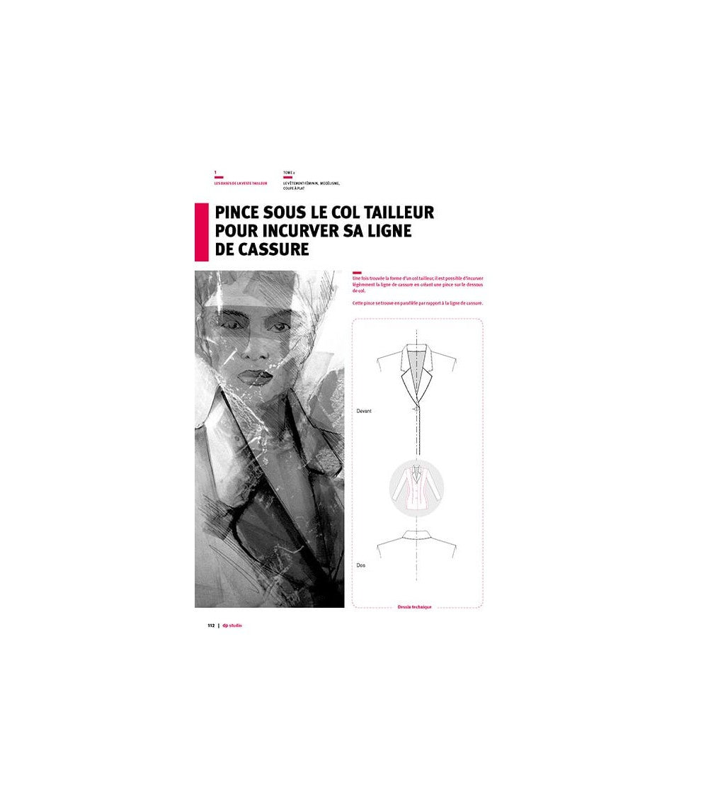 Pince sous le col tailleur pour incurver sa ligne de cassure