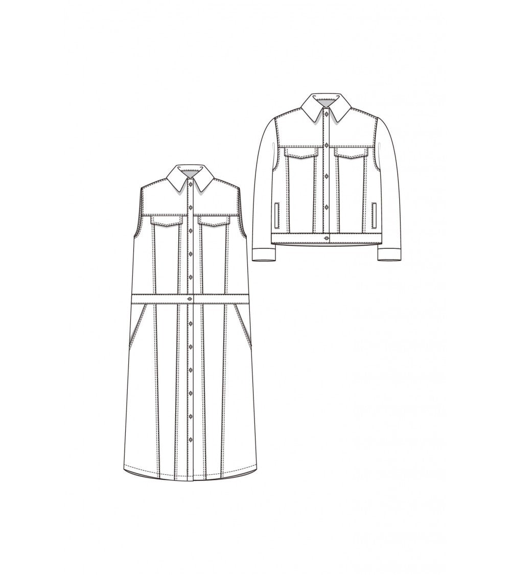 Blouson/gilet effet jean, à découpes et sans manche