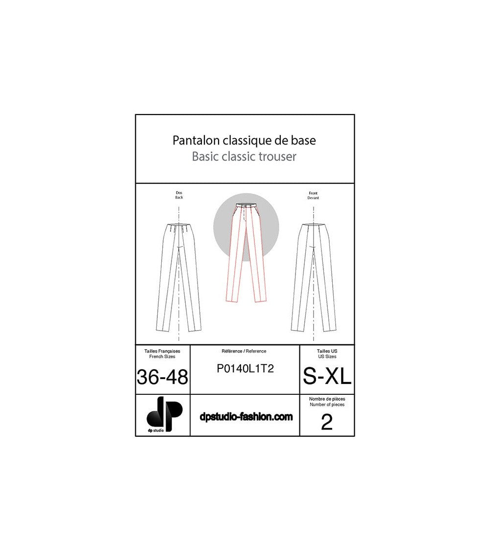 Pantalon classique de base ( une pince devant, deux pinces dos )