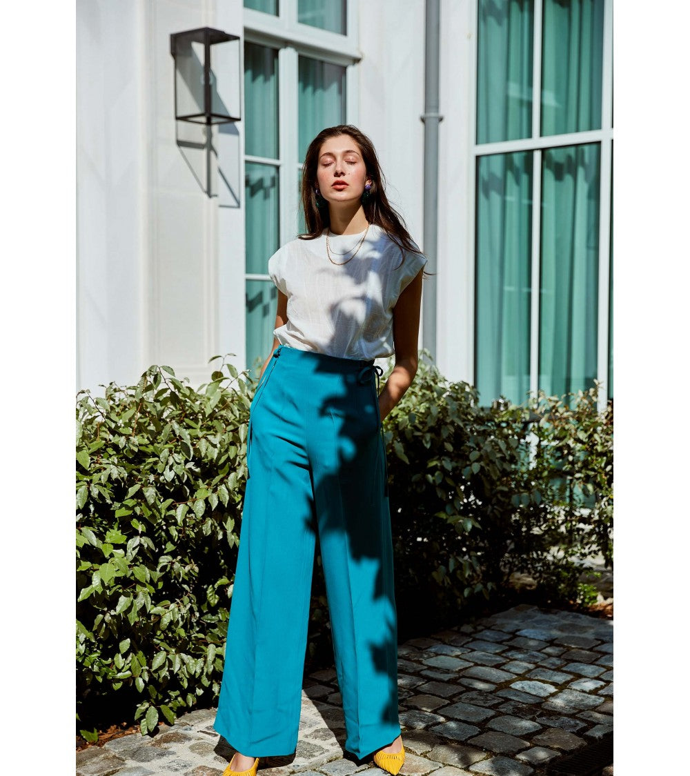 Le 308 Théo - Pantalon droit taille haute chocolat