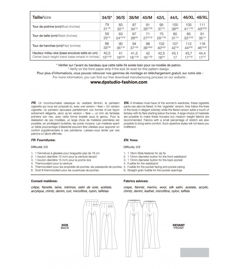 Pantalon classique cigarette + flare
