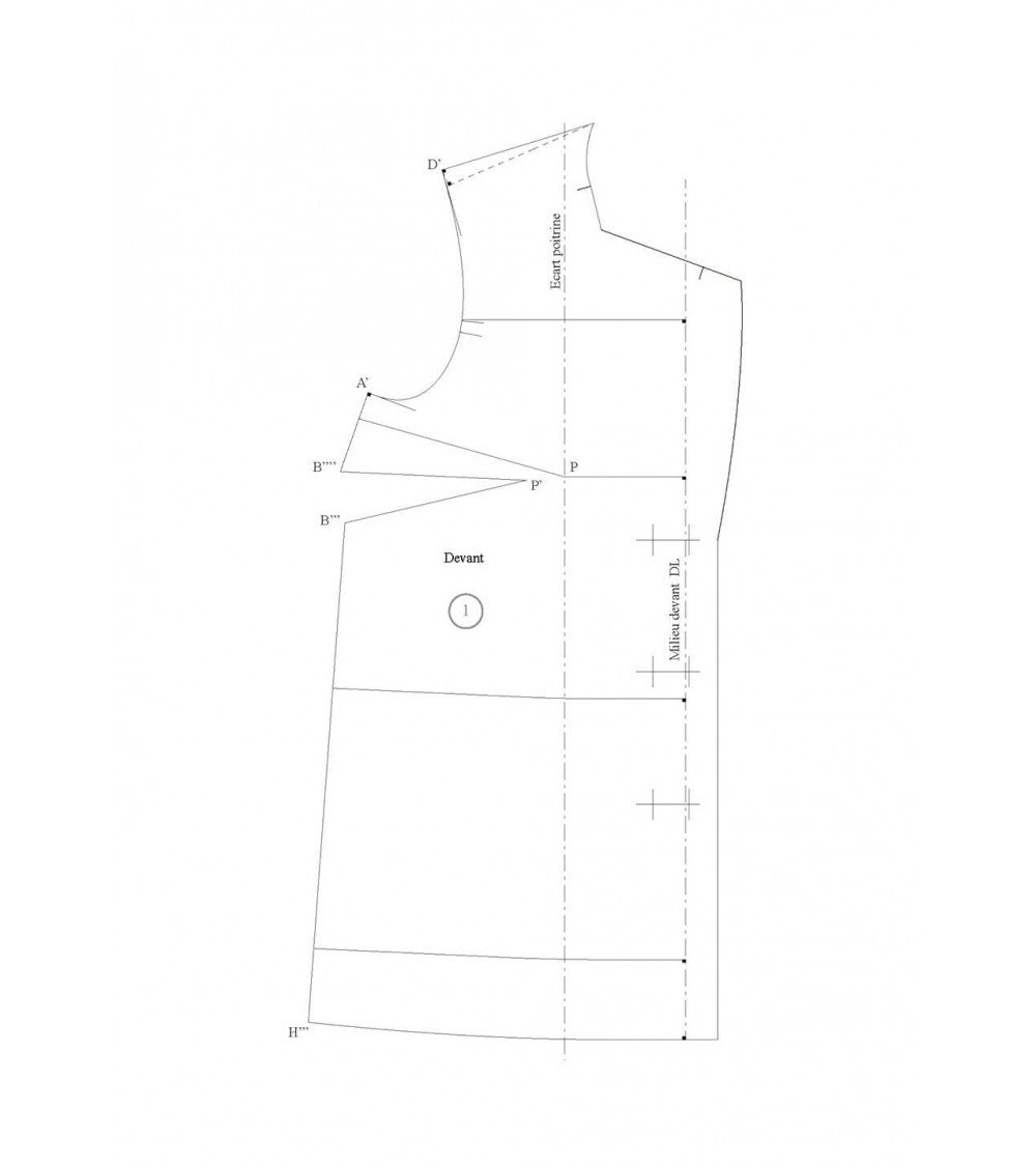 Veste tailleur formant un léger trapèze avec un pivot de la pince d’épaule
