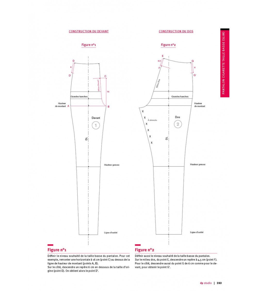 Pantalon cigarette de base taille basse (slim)