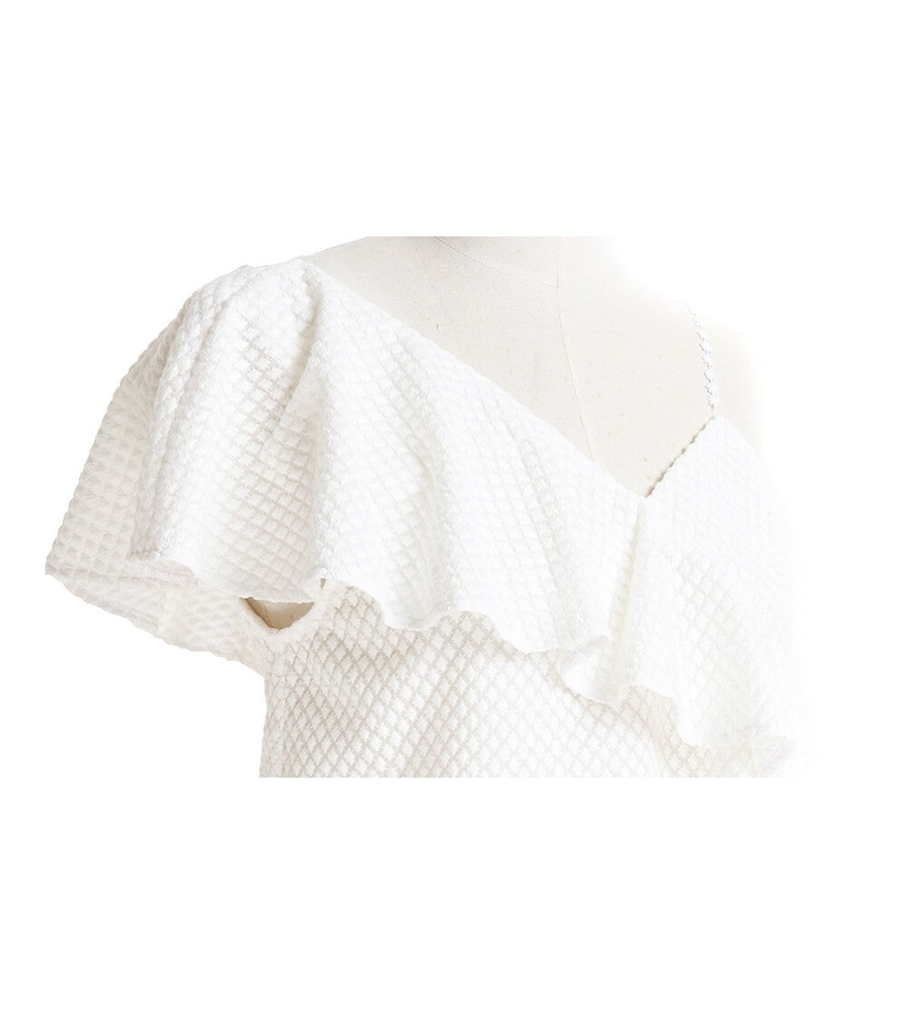 Top/robe à volant en asymétrie