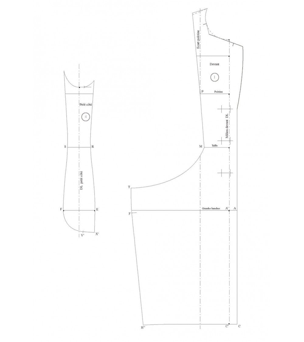 Manteau entravé à trois morceaux et poche décollée